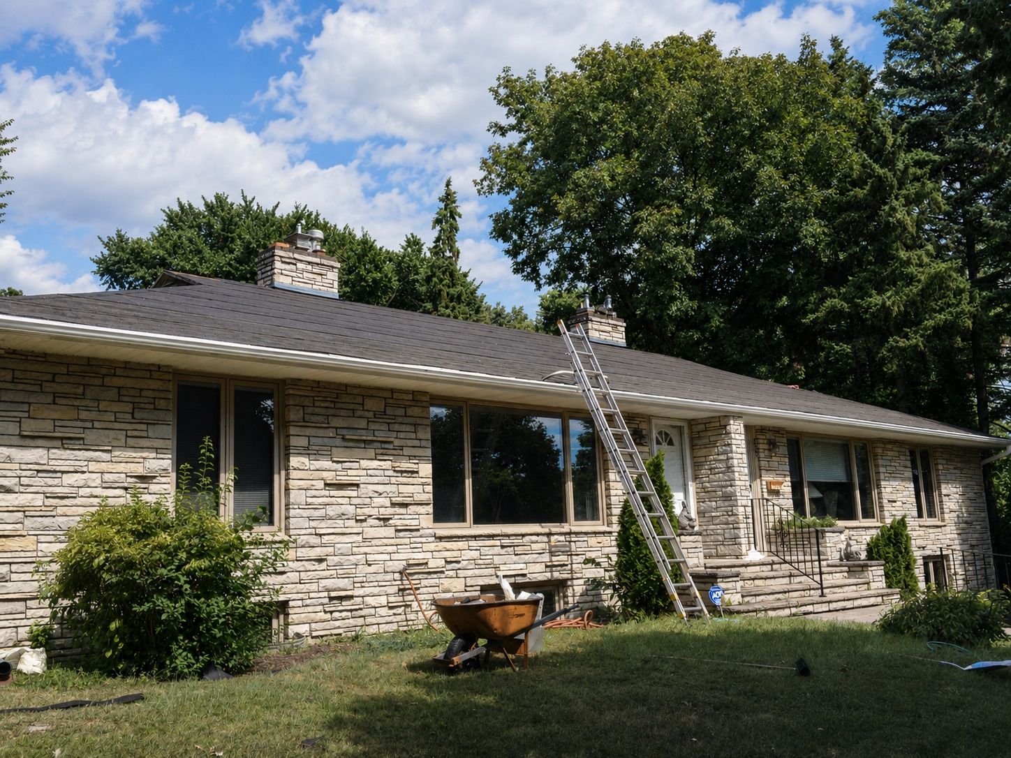 Rambler with newly installed shingles