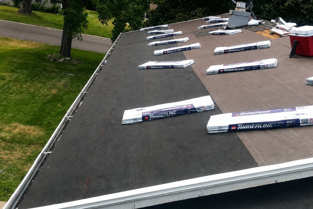 Membrane roof installed on a low-slope section